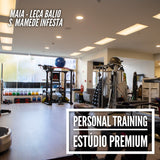 Vista do estúdio de personal training CTAD com máquinas, halteres e material de treino